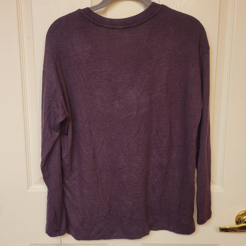 Linea Donatella Small Comfort Zone Solid V-Neck Hacci Pajama Set Plum Loungewear - Picture 3 of 6